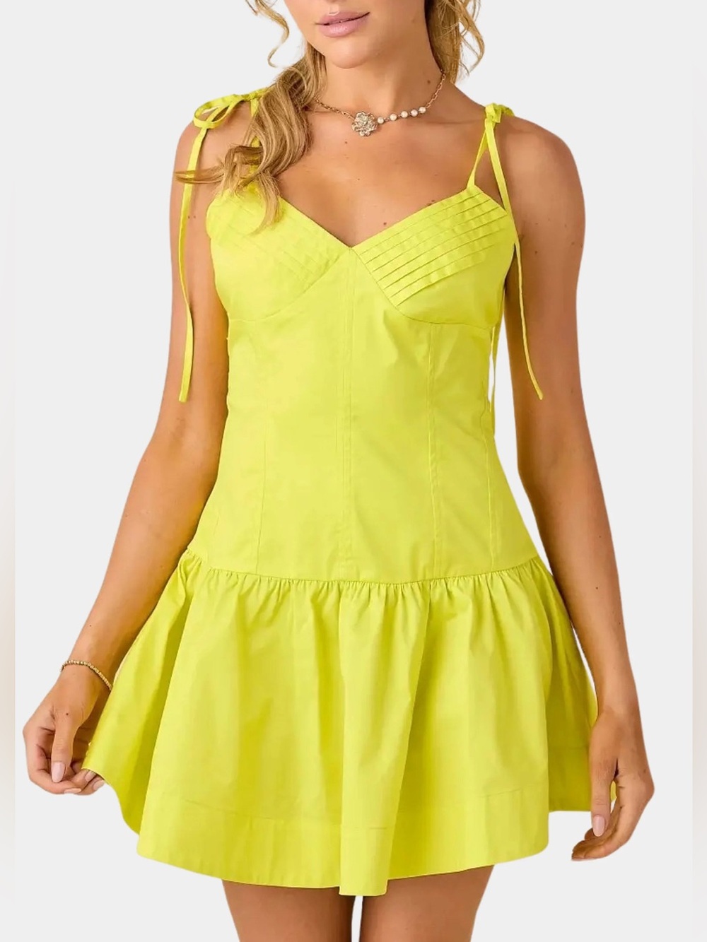 Baby Pink | Electric Neon Lemon Lime Ruffle Mini Dress